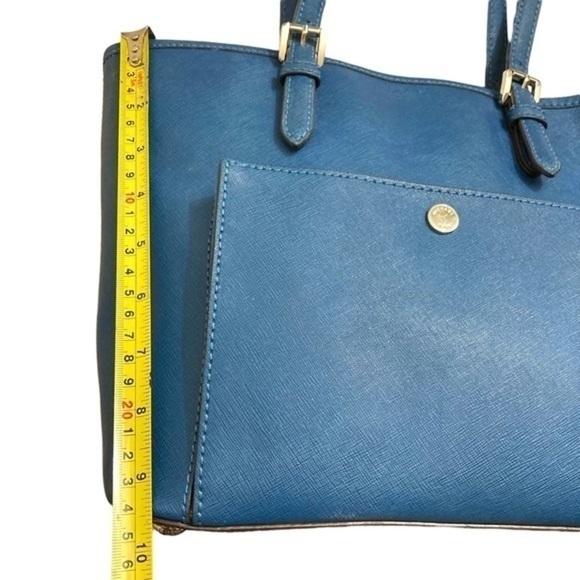 Michael kors blue saffiano leather front pocket tote bag - Picture 5 of 11
